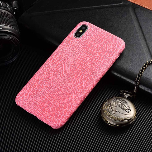 Snake Skin PU Leather Cover for iPhone 6 6s Plus 7 7Plus 8 8Plus X XR XS Max Phone Case Crocodile Texture Soft Coque Fundas