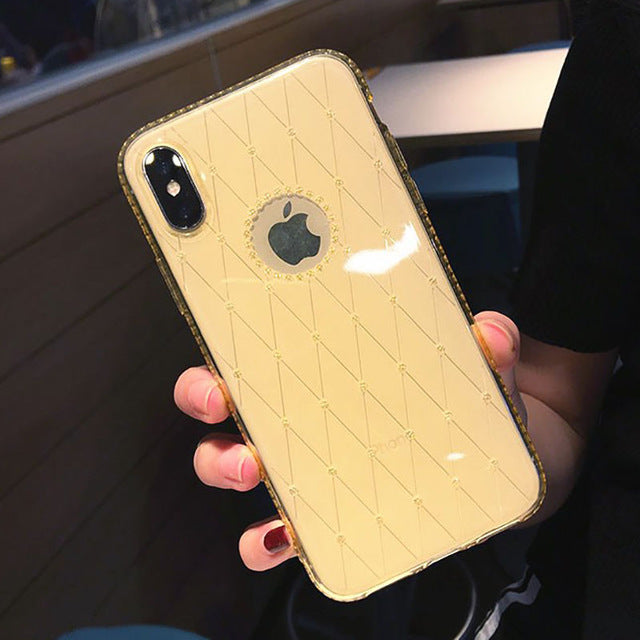Shining Diamond Rhinestone Bling Glitter Phone Case for iphone X XS XR XS Max 6 6S 7 8 Plus with window Soft TPU Back Cover