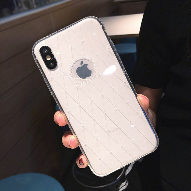 Shining Diamond Rhinestone Bling Glitter Phone Case for iphone X XS XR XS Max 6 6S 7 8 Plus with window Soft TPU Back Cover